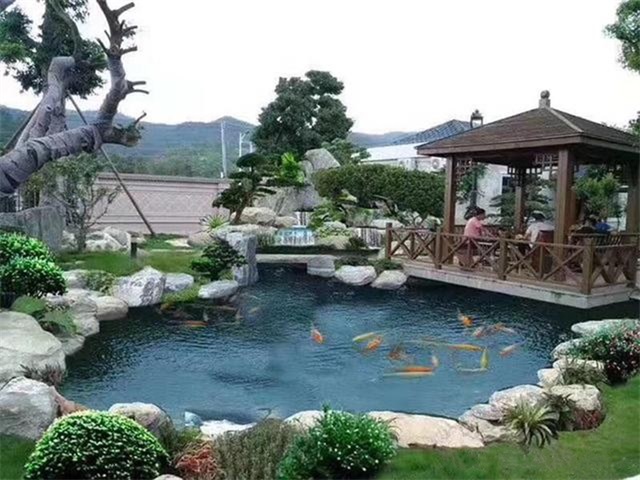 山西庭院鱼池假山设计